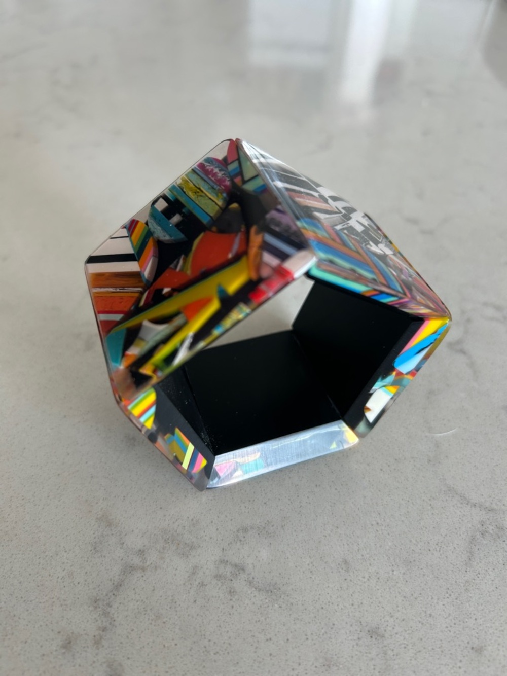 Multicolor Geometric Hexagonal Jewelry Case - Unbranded